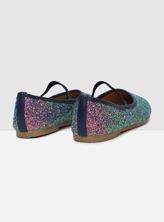 MAX Girls Textured Mid Strap Ballerinas