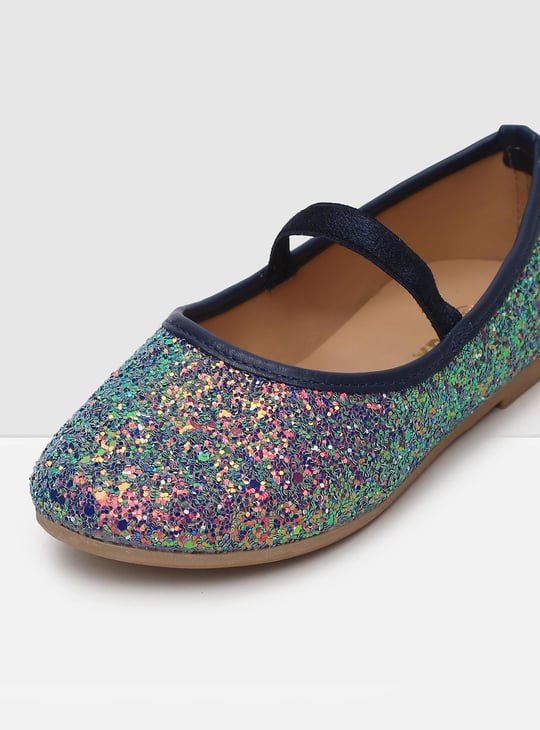 MAX Girls Textured Mid Strap Ballerinas