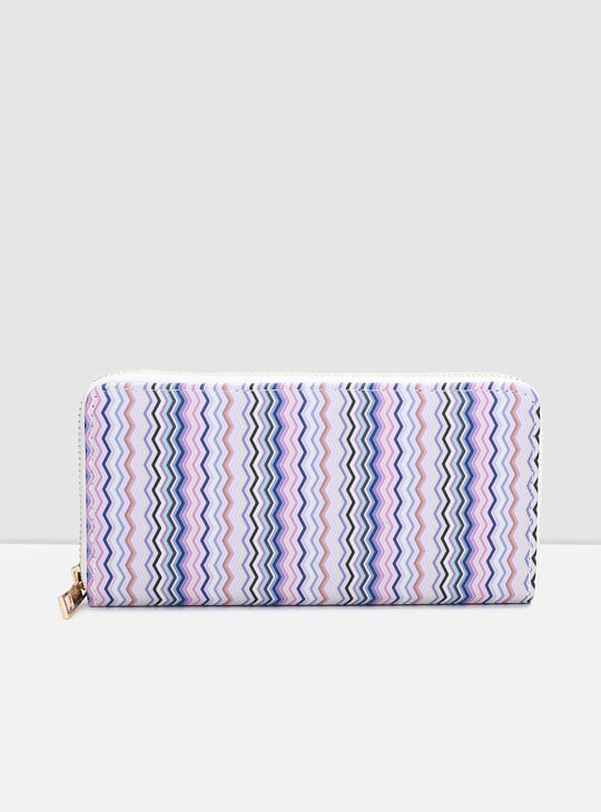 Women Zig-Zag Chevron Print Zip-Around Wallet