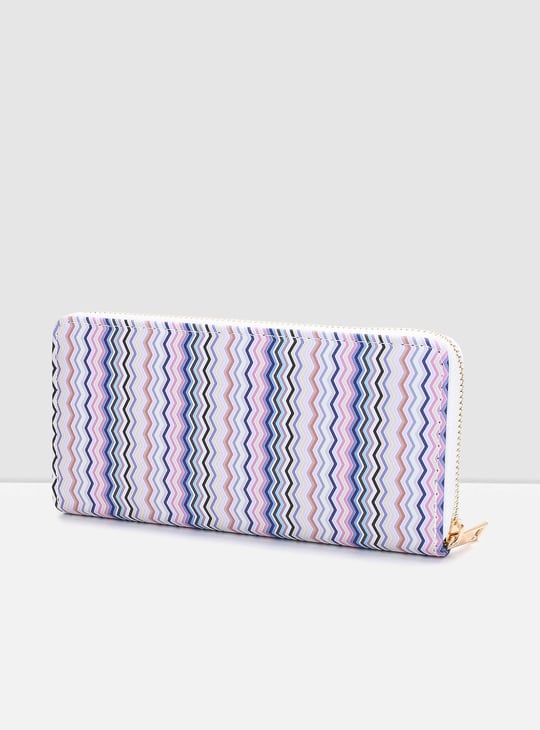 Women Zig-Zag Chevron Print Zip-Around Wallet