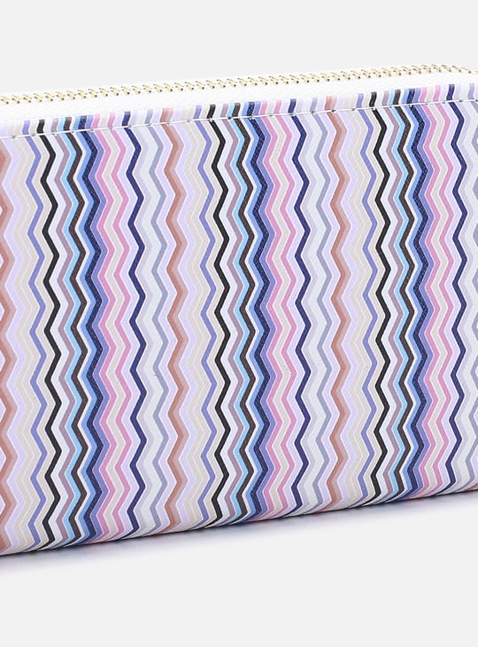 Women Zig-Zag Chevron Print Zip-Around Wallet
