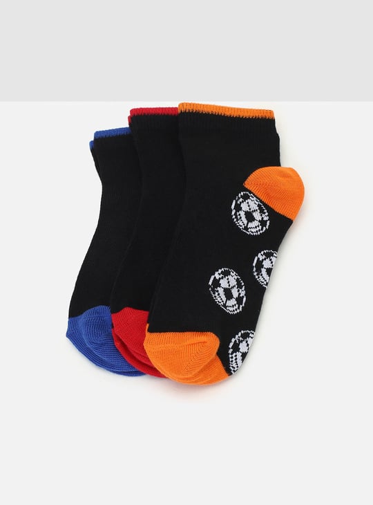 Boys Printed Ankle-Length Socks - Pack of 3