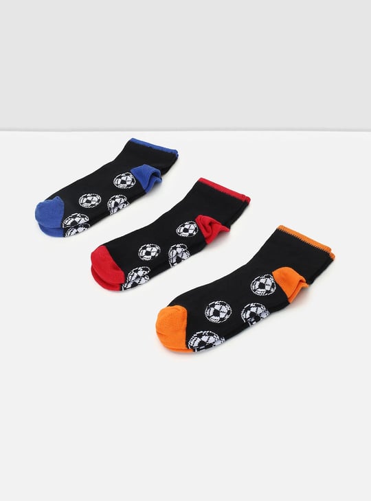 Boys Printed Ankle-Length Socks - Pack of 3