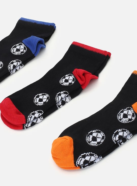 Boys Printed Ankle-Length Socks - Pack of 3
