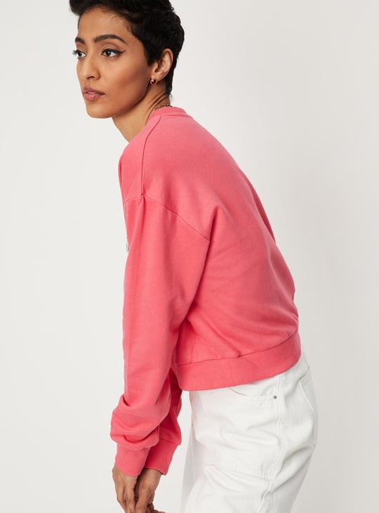 Women Solid Drop Shoulder Sweatshirt