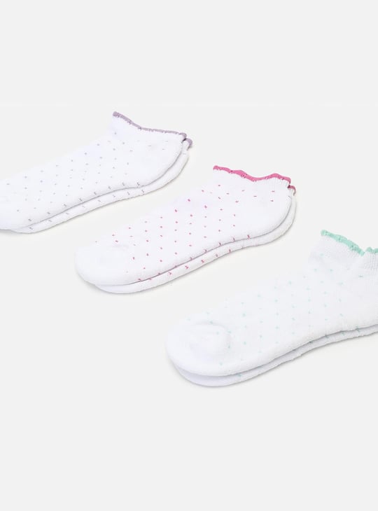 Girls Geometric Knit Ankle-Length Socks Pack of White Textured