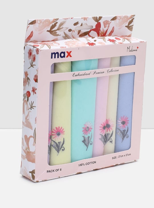 Women Embroidered Handkerchief - Pack of 6