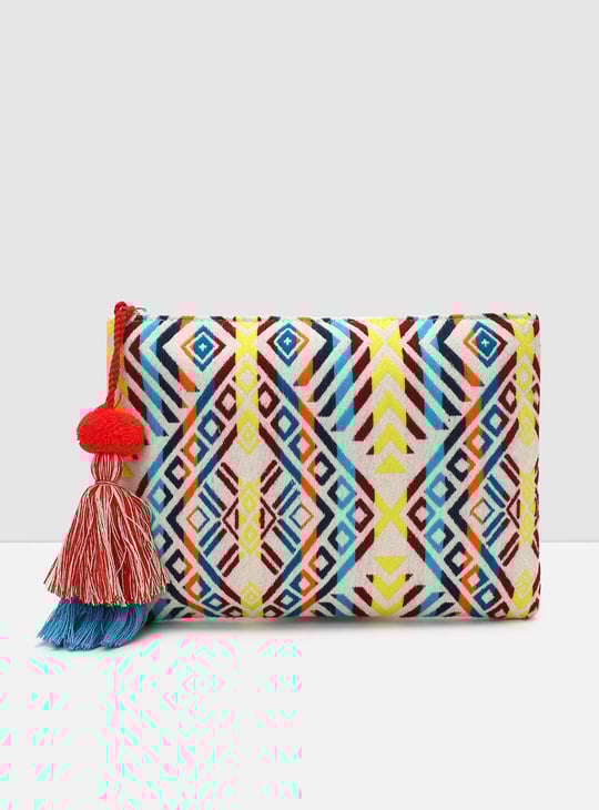 Women Embroidered Pouch with Tassels