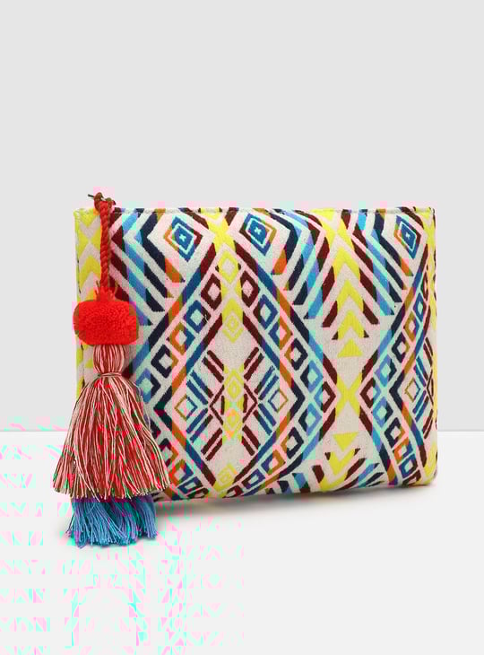 Women Embroidered Pouch with Tassels