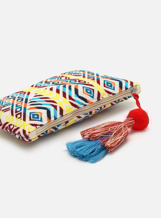 Women Embroidered Pouch with Tassels