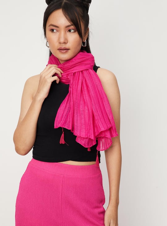 Women Textured Tassel-Detailed Scarf