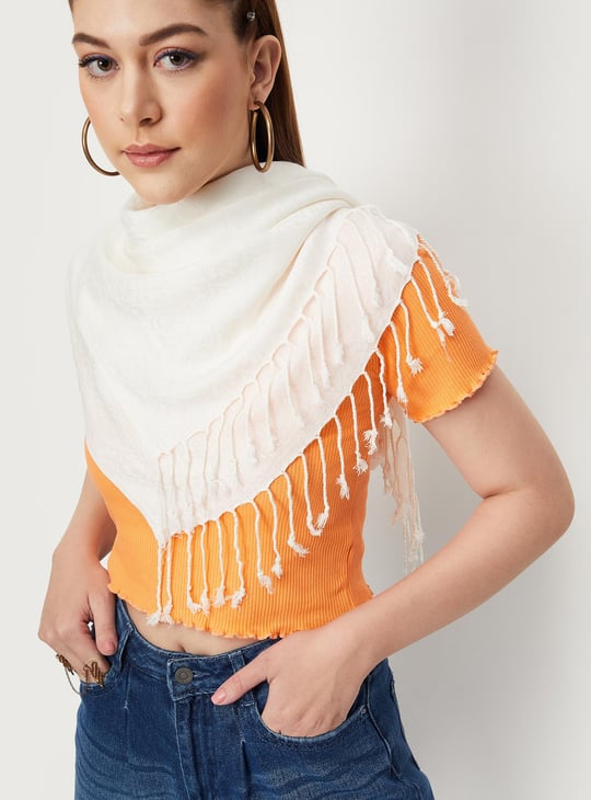 Women Solid Tassel-Detailed Scarf