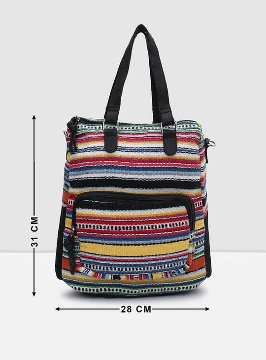 Women Striped Jacquard Convertible Backpack