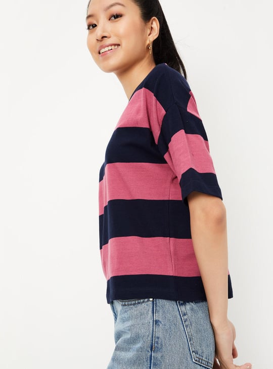Women Striped Drop Shoulder T-shirt