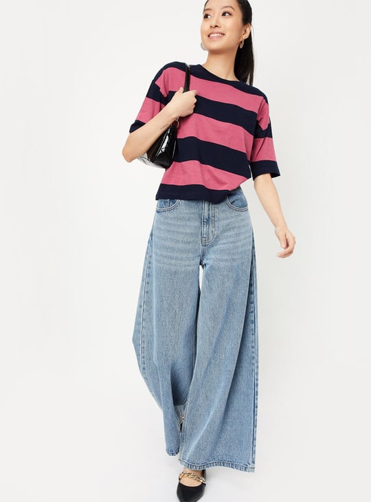 Women Striped Drop Shoulder T-shirt