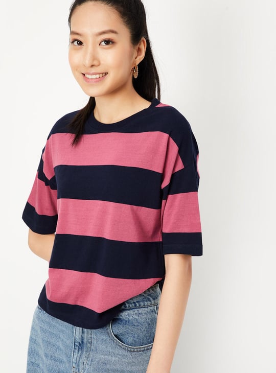 Women Striped Drop Shoulder T-shirt