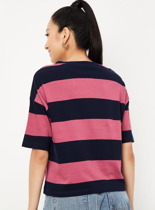 Women Striped Drop Shoulder T-shirt