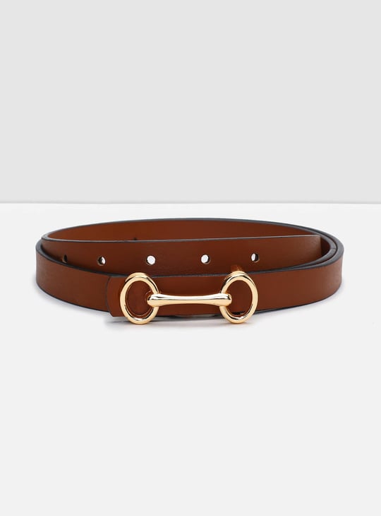 Women Solid Belt with Decorative Buckle