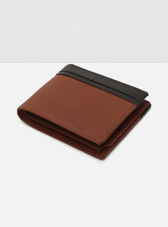 Men Colourblock Leather Bi-Fold Wallet
