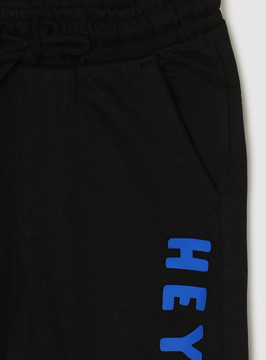 Boys Typographic Printed Drawstring Joggers