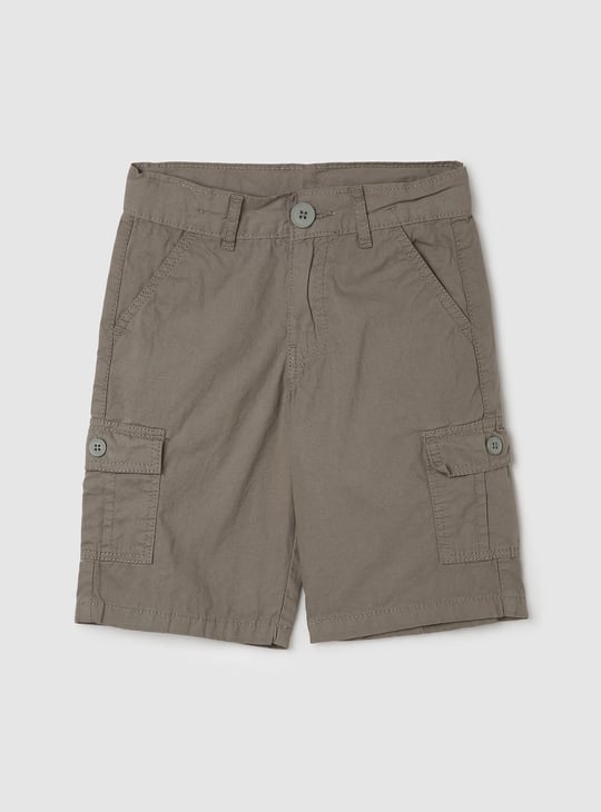 Boys Solid Cut and Sew Bermuda Shorts
