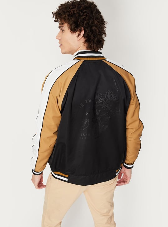 Men Colourblock Lightweight Bomber Jacket