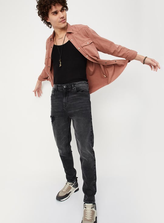 Men Solid Slim Fit Denim Shirt