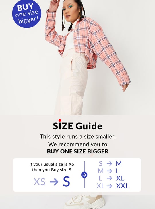 Women Checked Yarn Dyed Crop Shirt