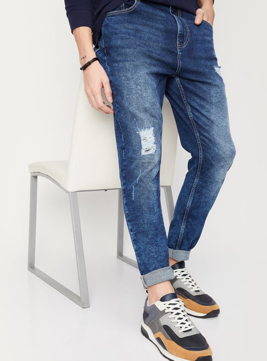 Men Distressed Carrot Fit Jeans
