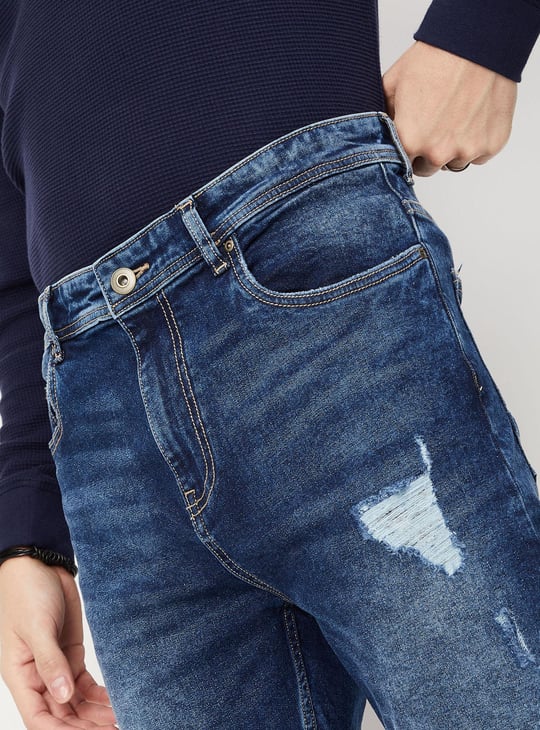Men Distressed Carrot Fit Jeans