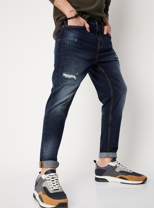Men Distressed Carrot Fit Jeans
