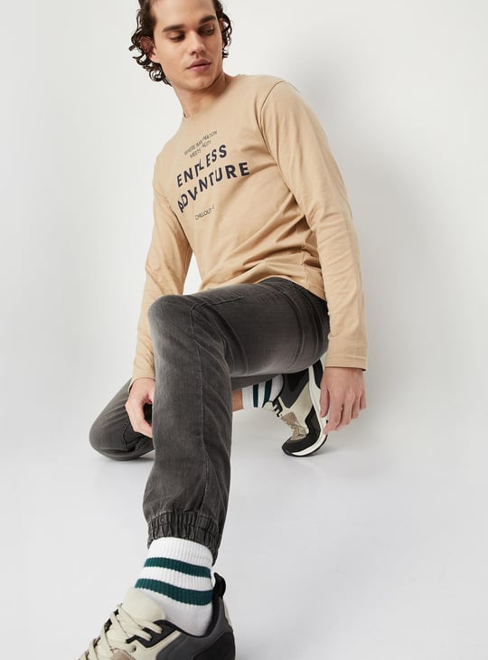 Men Washed Carrot Fit Denim Joggers