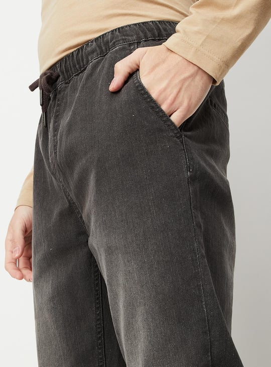 Men Washed Carrot Fit Denim Joggers