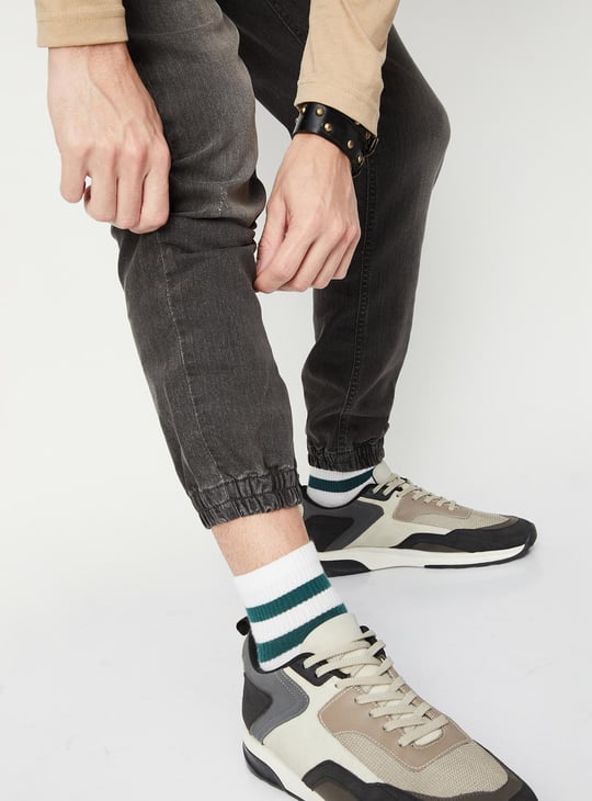 Men Washed Carrot Fit Denim Joggers