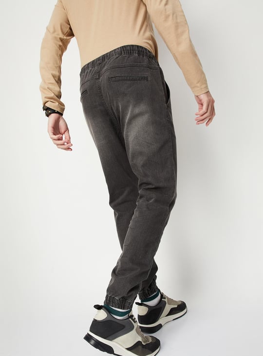 Men Washed Carrot Fit Denim Joggers