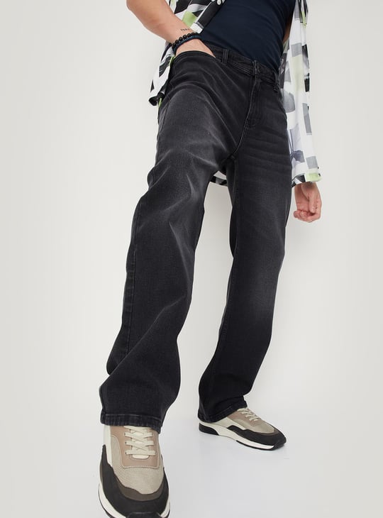 Men Washed Bootcut Jeans