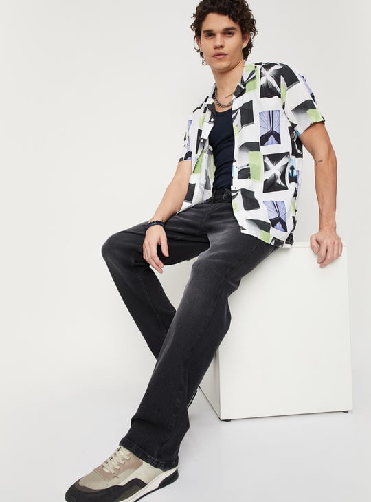 Men Washed Bootcut Jeans