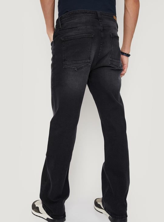 Men Washed Bootcut Jeans