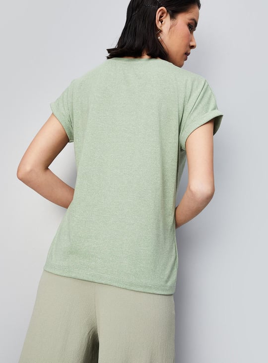 Women Crochet Pocket T-shirt