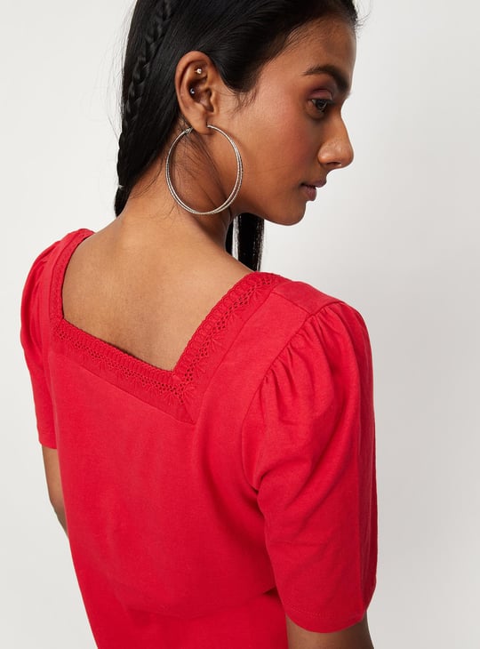 Women Embroidered Square Neck Top