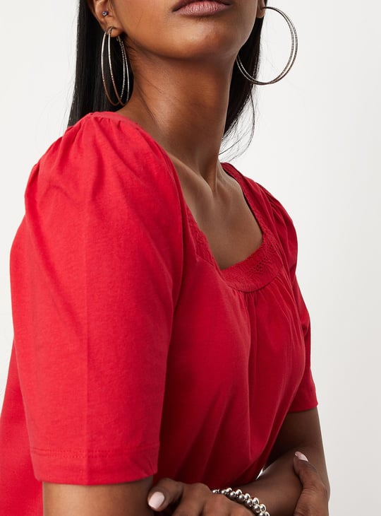 Women Embroidered Square Neck Top