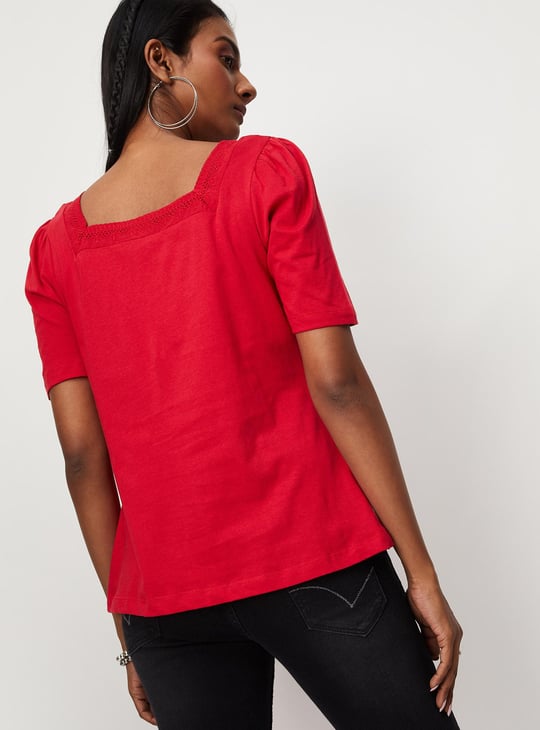 Women Embroidered Square Neck Top