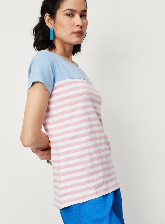 Women Striped Round Neck T-shirt
