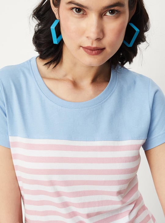 Women Striped Round Neck T-shirt
