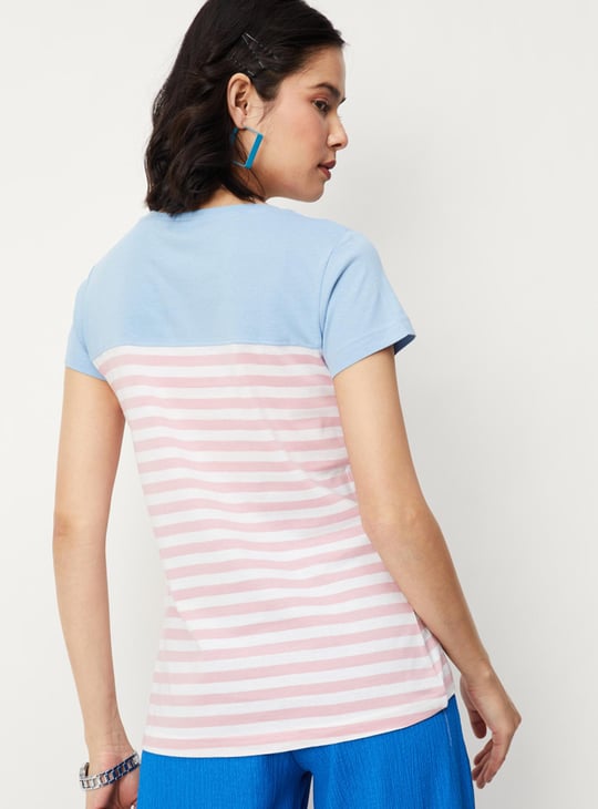 Women Striped Round Neck T-shirt