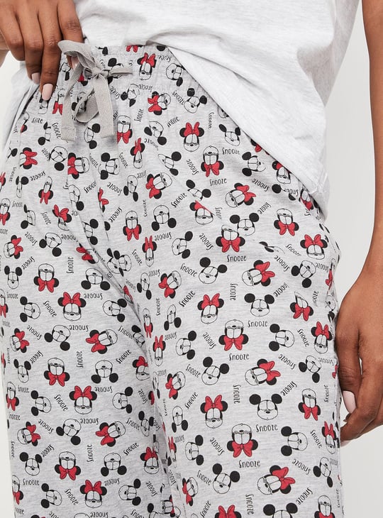 Women Minnie Mouse Print Knit Pyjamas