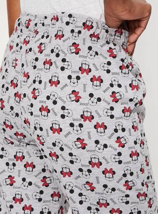 Women Minnie Mouse Print Knit Pyjamas