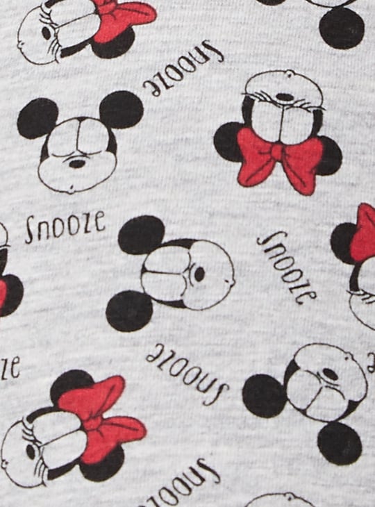Women Minnie Mouse Print Knit Pyjamas