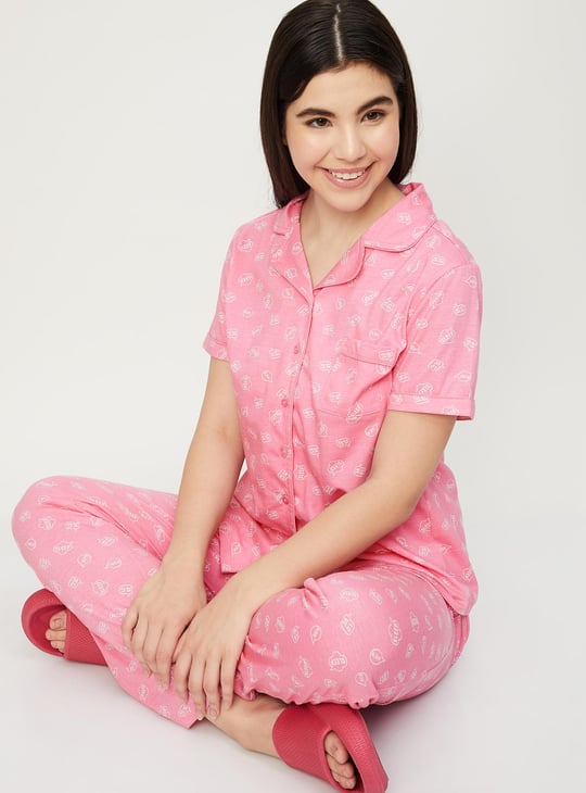 Women Printed Sleep Pyjama Set