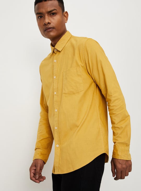Men Corduroy Slim Fit Smart Casual Shirt